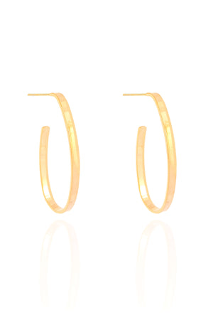 Brinco Argola Oval Fio Reto Liso 3.4 cm Banhado a Ouro 18K