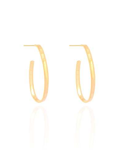 Brinco Argola Oval Fio Reto Liso 3,4 cm Banhado a Ouro 18K