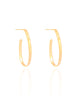 Brinco Argola Oval Fio Reto Liso 3.4 cm Banhado a Ouro 18K