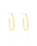 Brinco Argola Oval Fio Reto Liso 3.4 cm Banhado a Ouro 18K