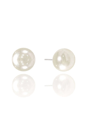 Brinco Pérola Modelo Shell 10 mm Ródio Branco