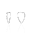 Brinco Argola Coração Reto Liso 3.2 cm Ródio Branco
