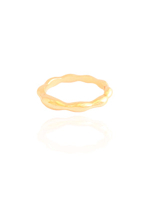 Anel Dedinho Detalhado Liso Tamanho 7 Banhado a Ouro 18K