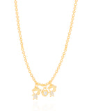 Gargantilha Filhas Duas Meninas com Coração Cristal Banhado a Ouro 18K - 45 cm