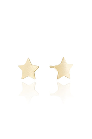 Brinco Estrela Flat Lisa Banhado a Ouro 18K