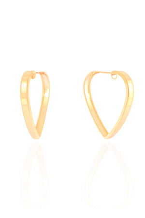 Brinco Argola Coração Reto Liso 3.2 cm Banhado a Ouro 18K