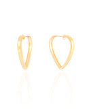 Brinco Argola Coração Reto Liso 3.2 cm Banhado a Ouro 18K