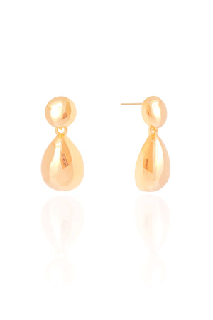 Brinco Duplo Gota Lisa Banhado a Ouro 18K