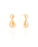 Brinco Duplo Gota Lisa Banhado a Ouro 18K