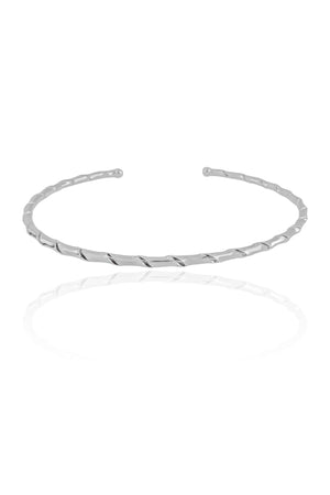 Bracelete Espiral 2 mm Ródio Branco