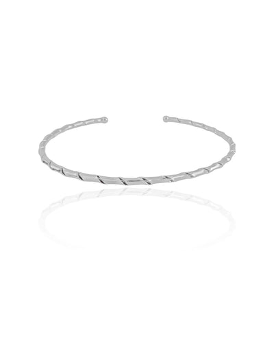 Bracelete Espiral 2 mm Ródio Branco