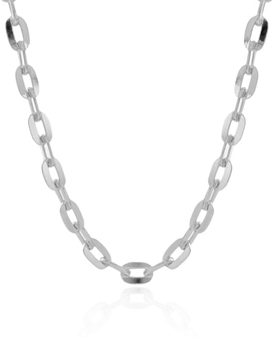 Choker Elos Ovais 9 mm Ródio Branco - 35 cm