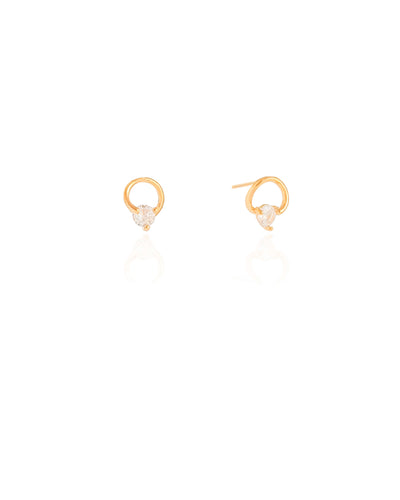 Brinco Fio Ponto de Luz Cristal 1 cm Banhado a Ouro 18K