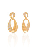 Brinco Gota Torcida Cravejada Cristal 4.1 cm Banhado a Ouro 18K