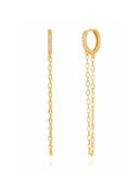 Brinco Argola Corrente Cravejado Cristal