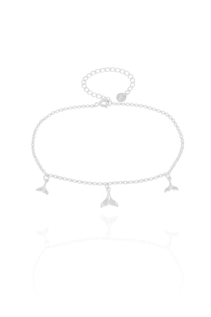 Tornozeleira Elos Caudas de Sereia Ródio Branco