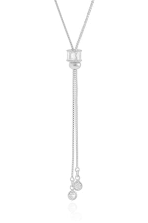 Gargantilha Gravata Baguetes Cristal Ródio Branco