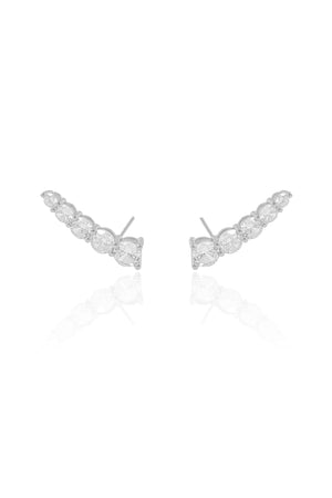 Ear Cuff Pontos de Luz Cristal 2.5 cm Ródio Branco