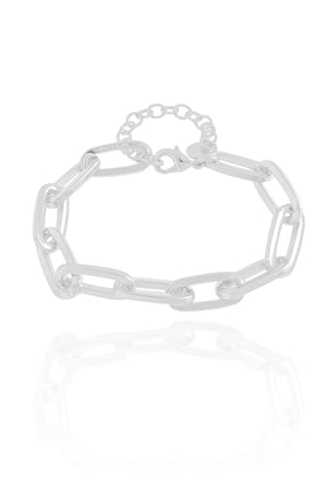 Pulseira Elos Ovais 8 mm Ródio Branco
