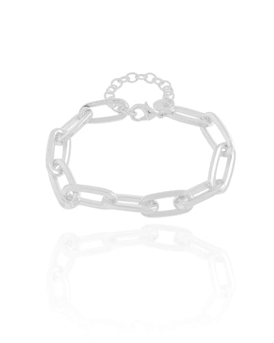 Pulseira Elos Ovais 8 mm Ródio Branco