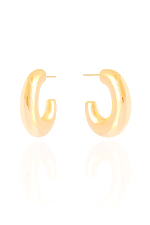 Brinco Argola Abaulada Banhado a Ouro 18k