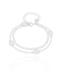 Pulseira Grumet com Folhas Ródio Branco