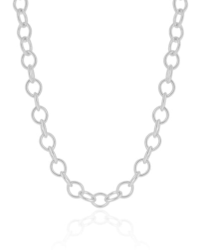 Choker Elos Ovais 6 mm Ródio Branco - 32 cm