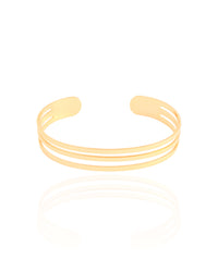 Bracelete Três Filetes Lisos 10 mm Banhado a Ouro 18K
