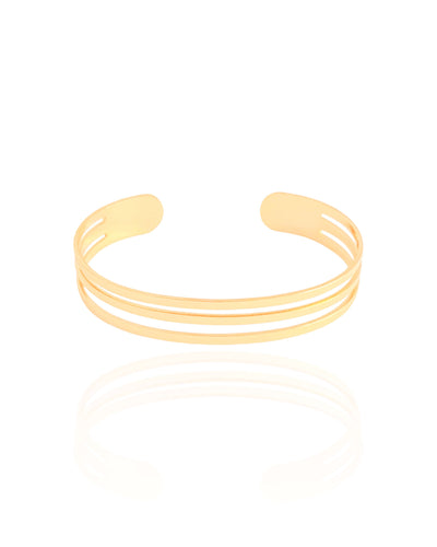 Bracelete Liso Flat Três Filetes 1 cm Banhado a Ouro 18K