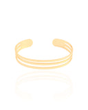 Bracelete Três Filetes Lisos 10 mm Banhado a Ouro 18K