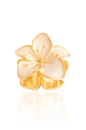 Presilha para Cabelo Flor Esmaltada Detalhes Dourado