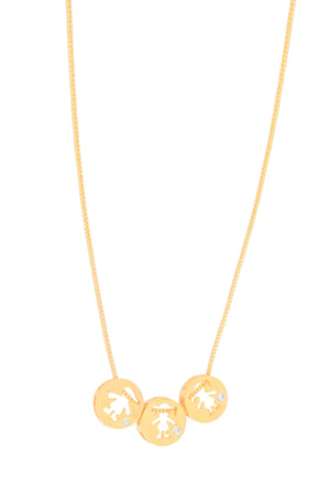 Gargantilha Veneziana Filhos Duas Filhas Meninas e Filho Menino Detalhe Ponto de Luz Cristal Banhado a Ouro 18K - 45 cm