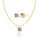 Conjunto Ponto de Luz Quadrado Cristal Veneziana e Brincos