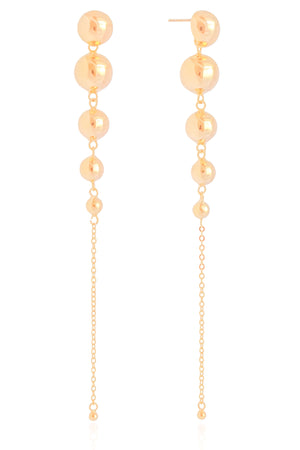 Brinco Pêndulo Bolas Lisas 11.8 cm Banhado a Ouro 18K