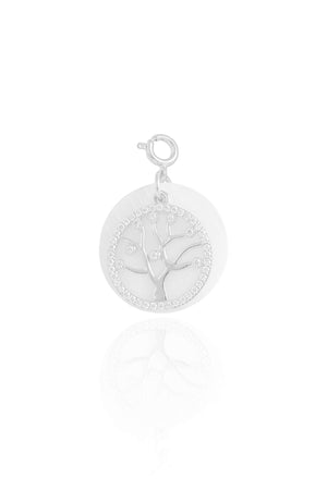 Pingente Madrepérola Árvore da Vida Cravejada Cristal Ródio Branco