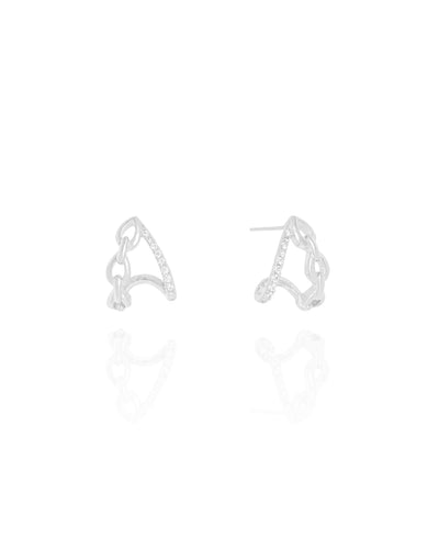 Brinco Argola Gota Entrelaçada Cravejada Cristal 1,4 cm Ródio Branco