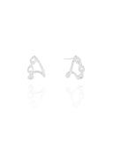 Brinco Argola Gota Entrelaçada Cravejada Cristal 1.4 cm Ródio Branco