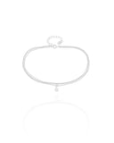 Tornozeleira Tripla Veneziana Ponto de Luz Cristal Ródio Branco