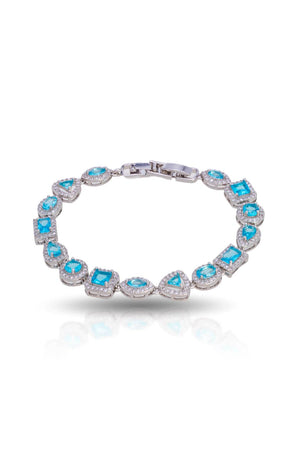 Pulseira Riviera Mix Azul Sky Cravejada Cristal com Fecho Italiano