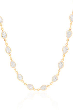 Choker Gotas Cristais 5 mm Banhado a Ouro 18K