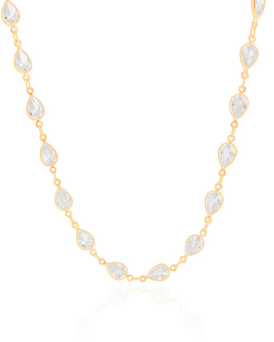 Choker Gotas Cristal 5 mm Banhado a Ouro 18K