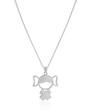 Gargantilha Filho Menina Cravejado Cristal Ródio Branco - 45 cm