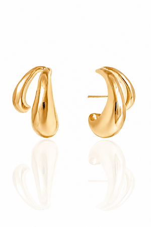 Ear Hook Dois Filetes Lisos Banhado a Ouro 18K