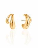 Ear Hook Dois Filetes Lisos Banhado a Ouro 18K