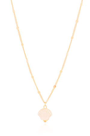 Gargantilha Plaquinhas Concha Perolada Banhado a Ouro 18K - 40 cm