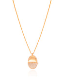 Gargantilha Veneziana Oval Liso e Cravejado Cristal Banhado a Ouro 18K - 40 cm