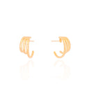 Brinco Meia Argola Filetes Lisos 1.8 cm Banhado a Ouro 18K