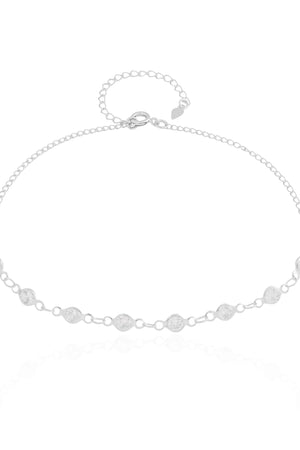 Tornozeleira Elos com Pontos de Luz Cristal Ródio Branco