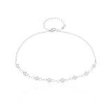 Tornozeleira Elos com Pontos de Luz Cristal Ródio Branco