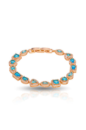 Pulseira Riviera Mix Azul Sky Cravejada Cristal com Fecho Italiano